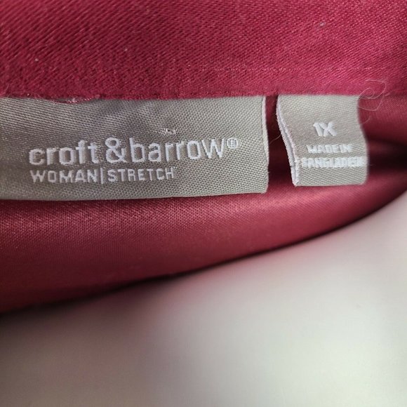 CROFT & BARROW Solid All Deep Pink Long Sleeve Button Front Shirt Womens Size 1X - Picture 5 of 7